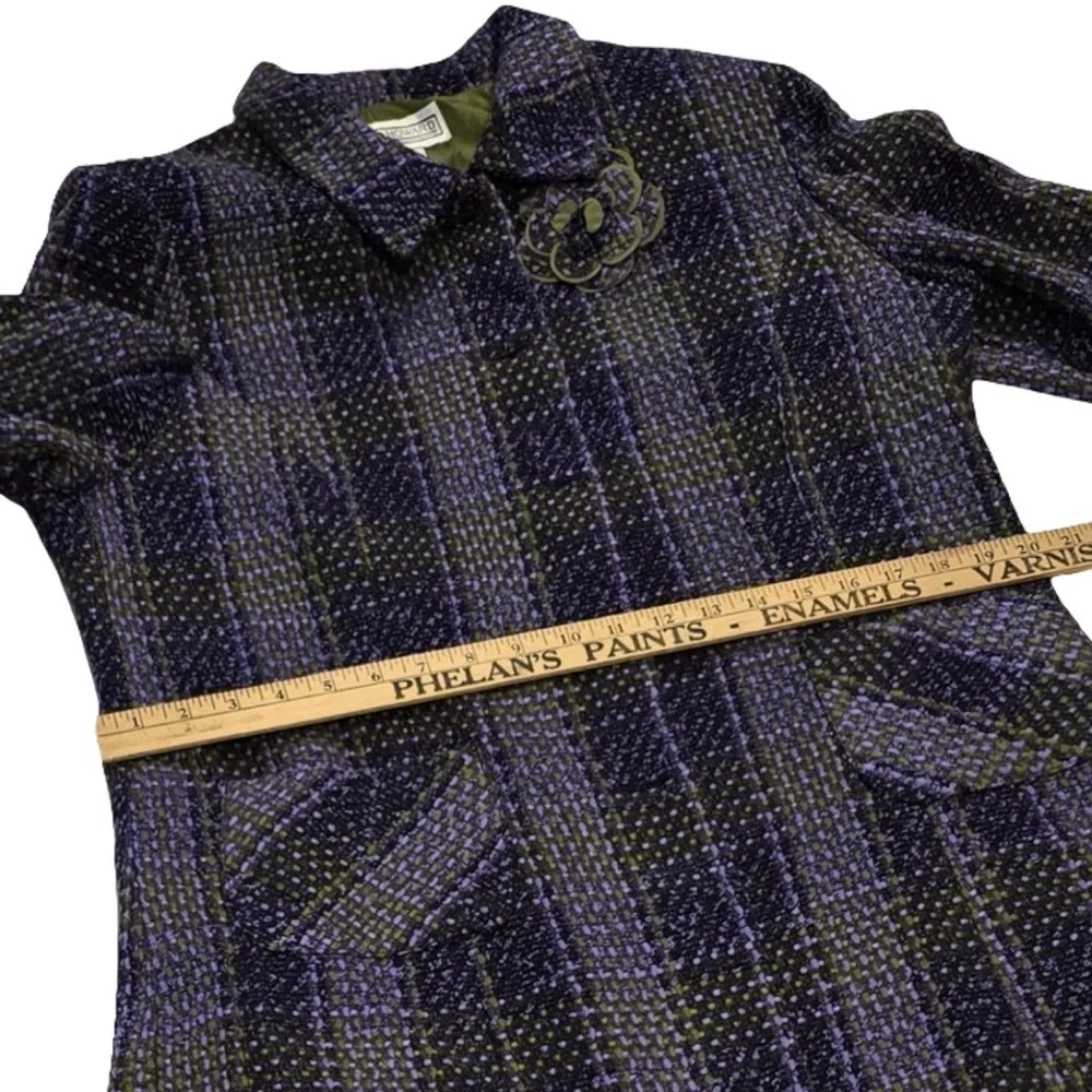 Jessica Howard Size 14 2-Piece Tweed Dress Jacket Set Purple Green Plaid Vintage - Picture 11 of 11